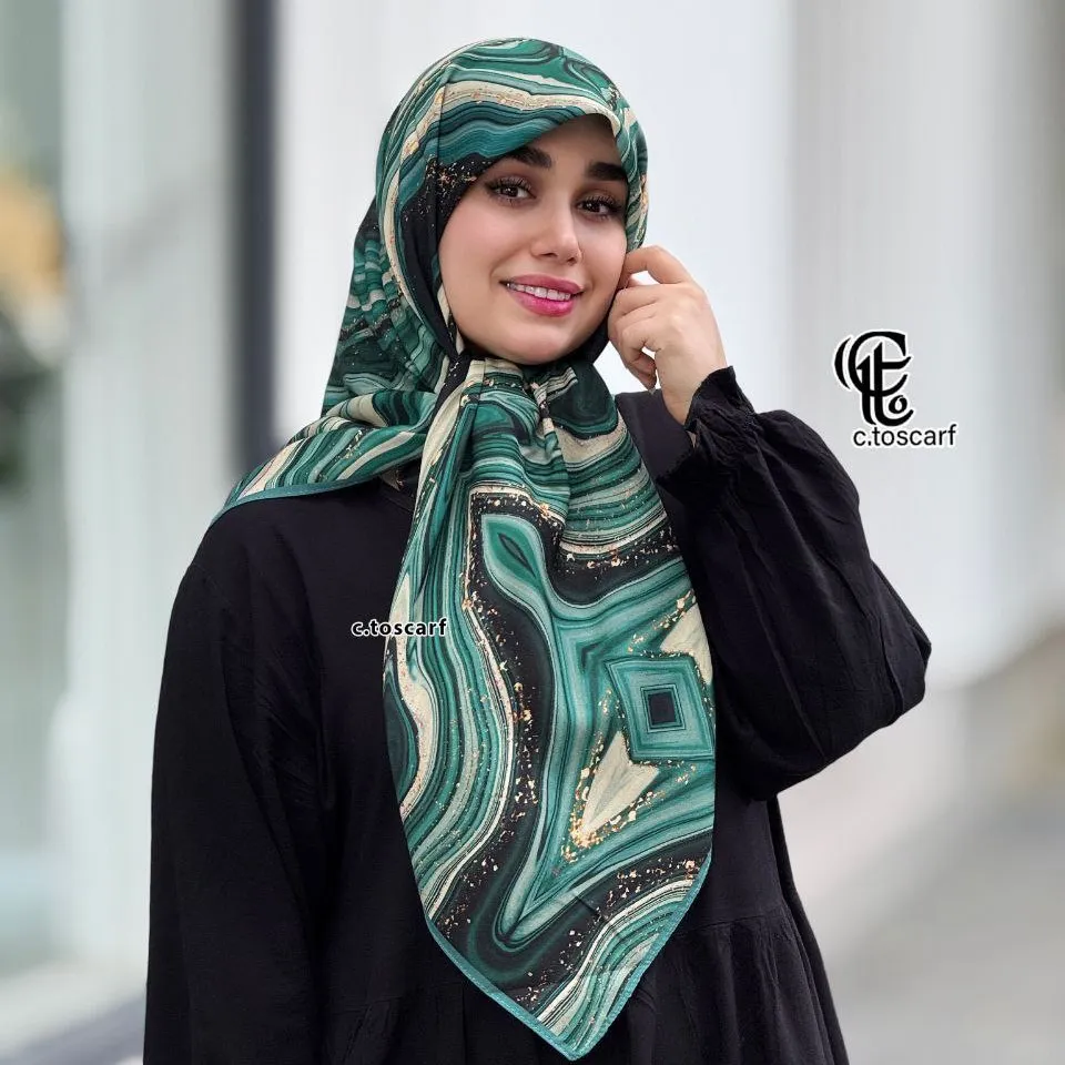 روسری نخی کاستوم طرح رزین قواره 110 و 115 سانتی متر