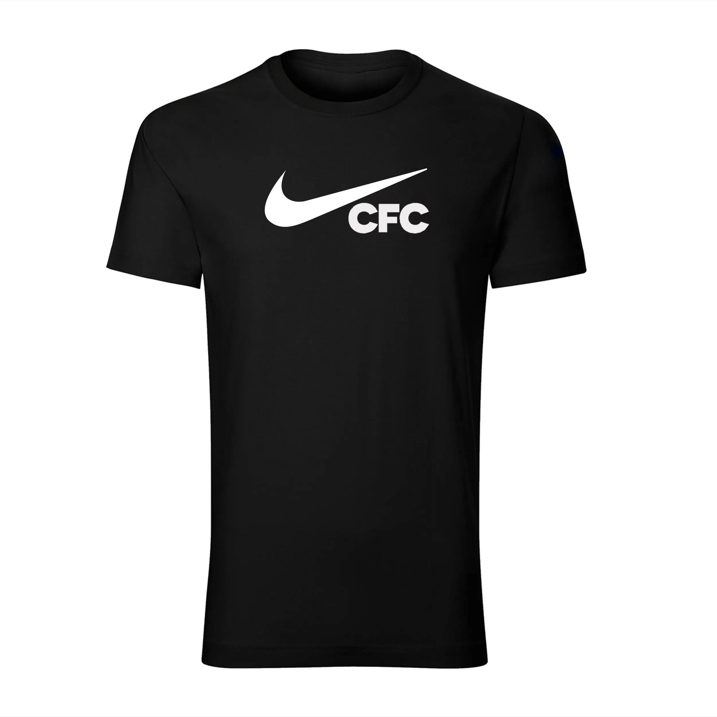 تیشرت آستین کوتاه مردانه یقه گرد طرح CFC مدل t 89789 مشکی چهارفصل