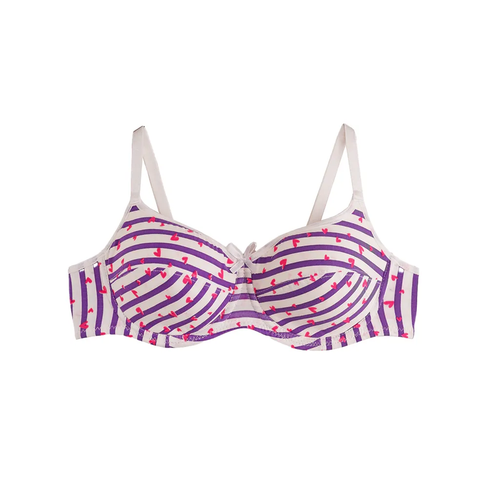 سوتین نخی فنردار لایه دار طرح راه راه برند براگو بند قابل تنظیم ضد حساسیت