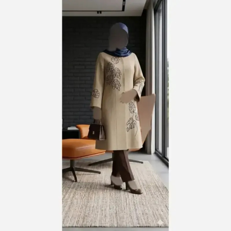 مانتو نیاز گلدوزی شده جنس شانتون اسلپ درجه یک مناسب تمام فصل ها