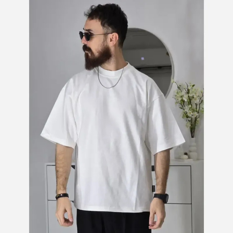 تیشرت باکسی بیسیک پگادور پارچه دورس دو نخ سایز L XL XXL رنگ بندی مداد رنگی