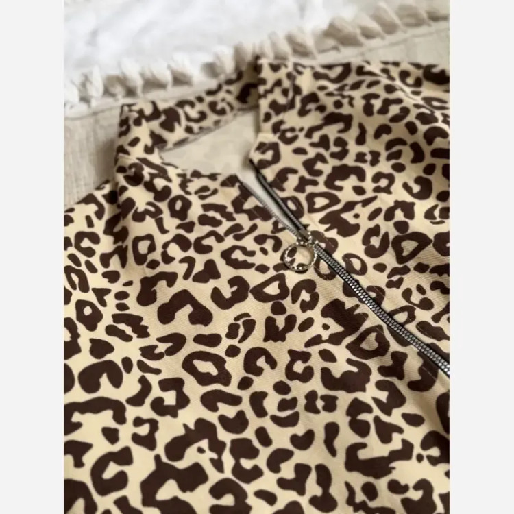 سویشرت بامبر کتان پلنگی گرم بالا سایز 38 تا 46
