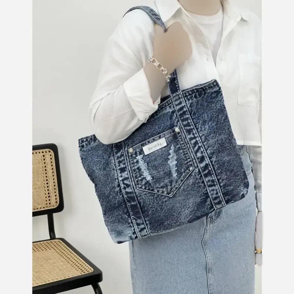 کیف جین زنانه لی خارجی ابعاد 30 در 38 سانت رنگ ثابت