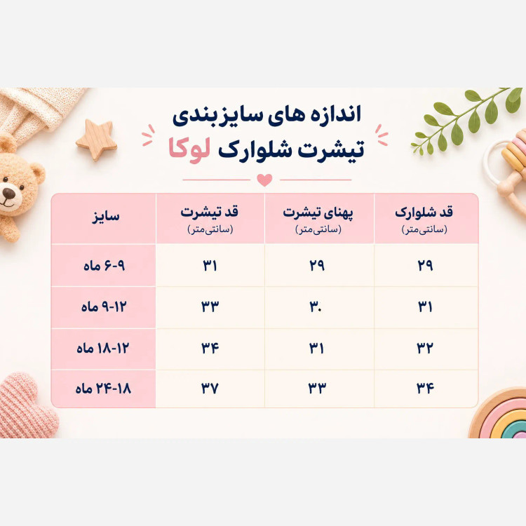 ست تیشرت و شلوارک نوزادی لوکا طرح تابستانی نخ پنبه پلی استر 6 تا 24 ماه