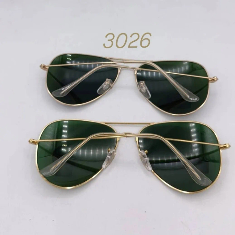 عینک آفتابی ریبن مدل RB3025 خلبانی شیشه سبز G15 فریم طلایی لنز UV