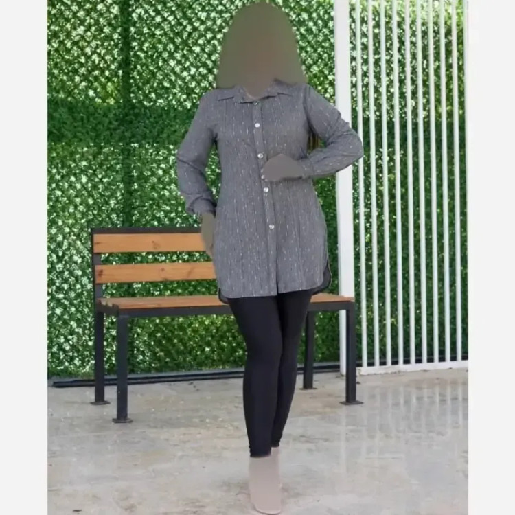 مانتو نخ پنبه لارج رنگ طوسی