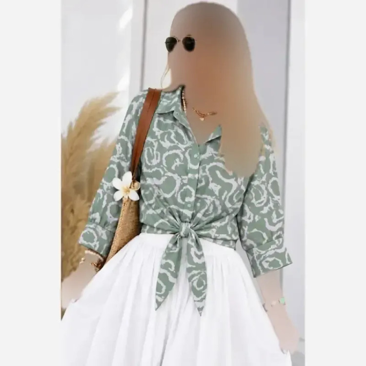 شومیز گره ای جنس الیزه درجه یک مناسب سایز 38 تا 50