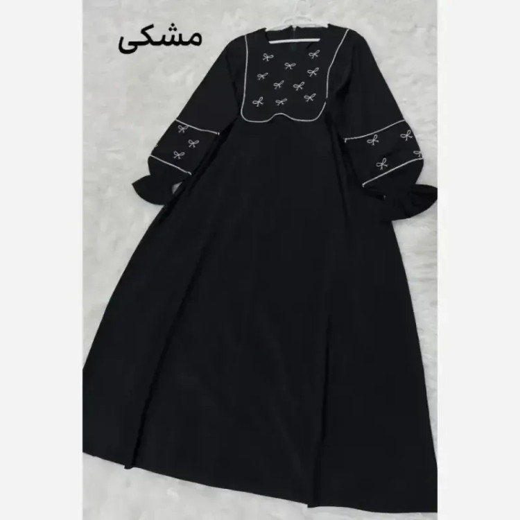 مانتو عبایی پاپیون الیزه درجه یک فری سایز رنگ مشکی و موکا